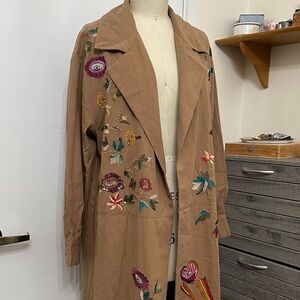 Embroidered Tan Women's Coat